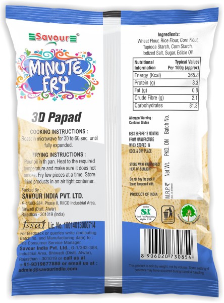 Savour Minute Fry 3D Papad