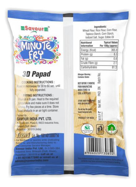 Savour Minute Fry 3D Papad